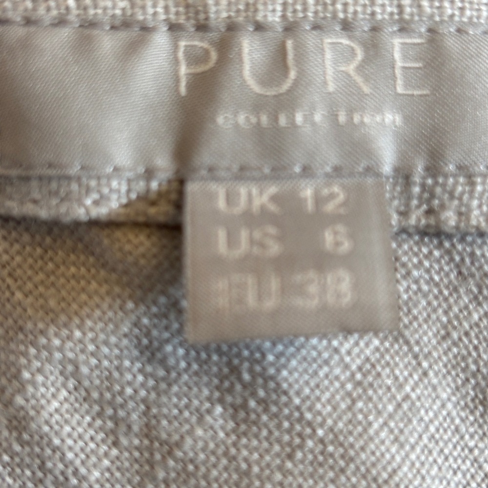 Pure Collection Light Grey 100% Linen A-Line Maxi Skirt Womens Size 6 Side Zip - Picture 5 of 7